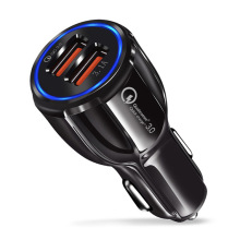 QC3.0快充車充 車載手機充電器 3.1A雙USB一拖二車充 跨境批發
