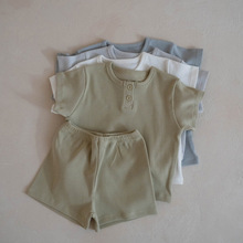 薄童裝寶寶家居服女童睡衣褲套裝男童衣服夏純棉兒童短袖t恤