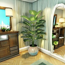 跨境12-18-24葉仿真綠植綠蘿盆栽大型仿真樹植物造景假樹人造樹常