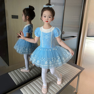 兒童芭蕾舞蹈裙夏季女童練功服愛莎公主網紗蓬蓬連衣裙六一表演服