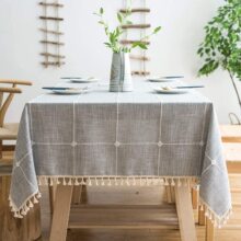 跨境亞馬遜農舍仿古刺綉派對餐桌布棉麻戶外亞麻粗麻防水蓋布台布