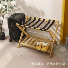 木質行李箱收納架雙層可折疊行李架客廳卧室落地支架置物架