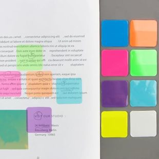 跨境半透明PET便利貼熒光多色可多次粘貼正方形套裝索引貼便簽貼