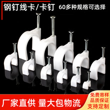 扁形圓形鋼釘線卡3.5-50mm 塑料線扣網線電話線電線卡釘PVC管卡釘