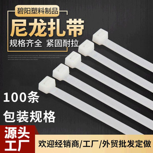 自鎖式尼龍扎帶廠家批發100條黑白色3*4*5*8*10*12塑料束線捆綁帶