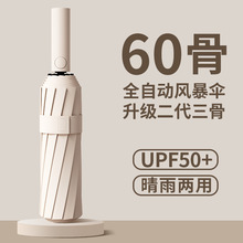 60骨全自動雨傘批發加大晴雨兩用折疊傘黑膠防曬遮陽傘廣告禮品傘
