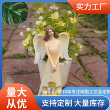 跨境庭院裝飾戶外花園美式園藝樹脂天使花仙子花盆花盆家居擺件