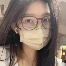 小紅書同款冷茶色眼鏡框女韓版文藝復古防藍光變色平光鏡可配度數