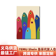 現代簡約貓抓魚客廳裝飾畫外貿熱銷帆布畫海報工廠直發高清畫芯