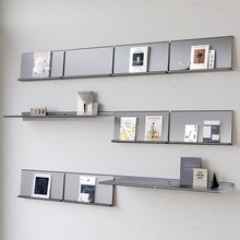 中古牆上壁掛不銹鋼置物架一字擱板書架客廳背景牆裝飾陳列展示架