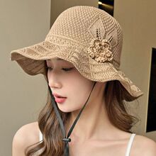 新款可水洗帽子女夏季韓版百搭漁夫帽戶外遮陽帽休閑太陽盆帽