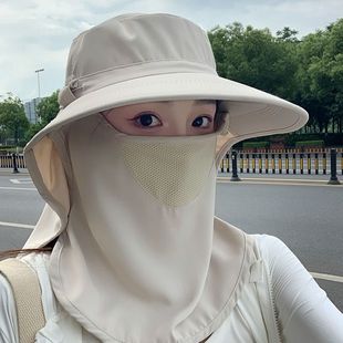 全方位戶外防曬帽子帽女夏季太陽帽大檐遮臉面罩紫外線護頸遮陽帽