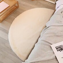家用仿兔毛地毯橢圓卧室床邊毯女生房間異形床前半圓短絨舒適地墊