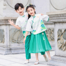 中小學生校服幼兒園園服夏款兩件套夏新款服裝一年級畢業照表演服