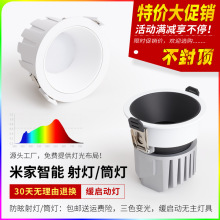 寶閣COB小山丘射燈緩啟動筒燈客廳智能98顯三色嵌入式防眩led射燈