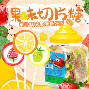 金稻谷10克桶裝水果味切片糖兒童回憶懷舊零食糖果超市批發棒棒糖