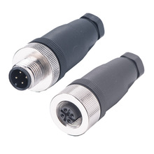 M12連接器4芯5芯8芯12芯公母傳感器航空插頭免焊螺絲壓線防水IP67