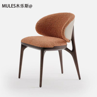 意式輕奢餐椅簡約現代設計師椅高級感布藝靠背餐椅家用休閑椅