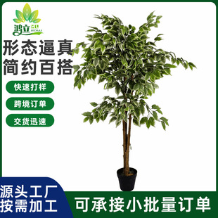 仿真白邊榕樹 假綠植盆栽客廳室內白邊榕盆景商場酒店假綠植擺件