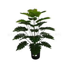 跨境仿真植物春雨葉龜背葉盆栽室內客廳造景裝飾假綠植春雨葉批發