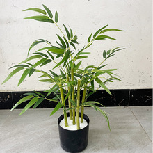 塑料仿真竹子室內裝飾高級感綠植公司前台綠植小盆景綠色系假竹子