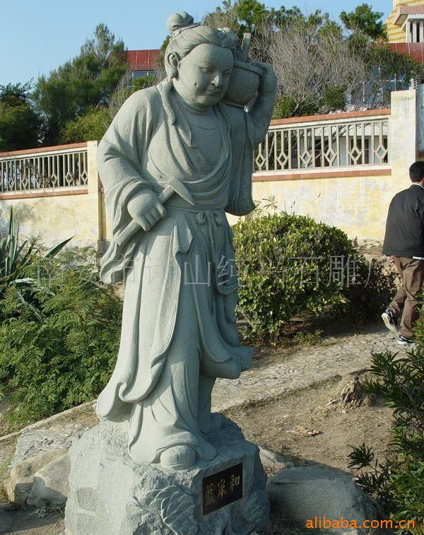 供应青石石雕/佛像雕刻/八仙雕塑/蓝采和