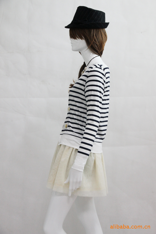 日韩vivi条纹蕾丝花边靓扣甜淑女装joylife 品牌:joylife 面料:棉