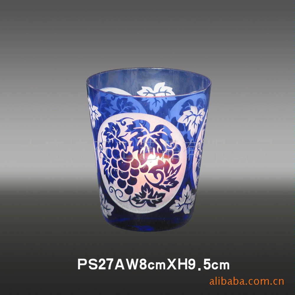 批发零售喷砂玻璃蜡烛杯 烛台 喷砂工艺品