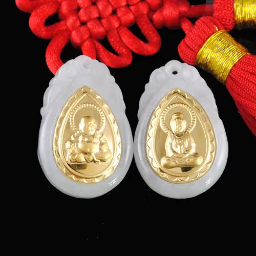 伊莱特珠宝 千足金吊坠 佛 天然翡翠玉 金镶玉 吊坠 厂家直销