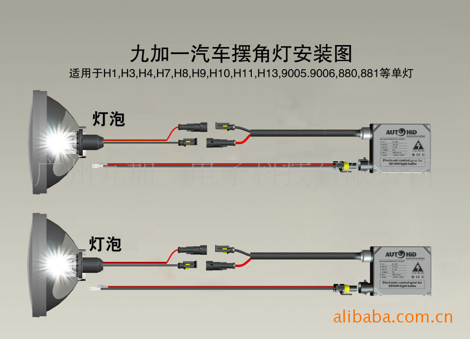 九加一交流摆角灯24V/35W,8000K,H6-HL,摩托车灯泡