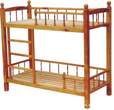 万驰游乐儿童木床 实木车木双层床 幼儿园双层单人床