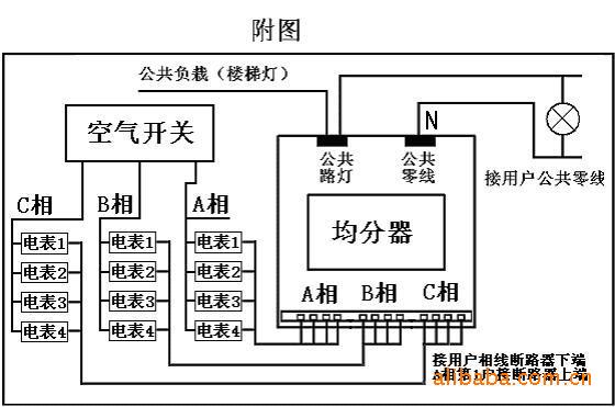 楼道灯均分器接线图图片