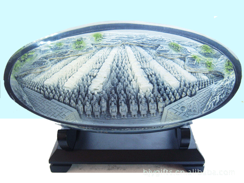 水晶浮雕卷轴摆件清明上河图浮雕摆件浮雕清明上河图书卷