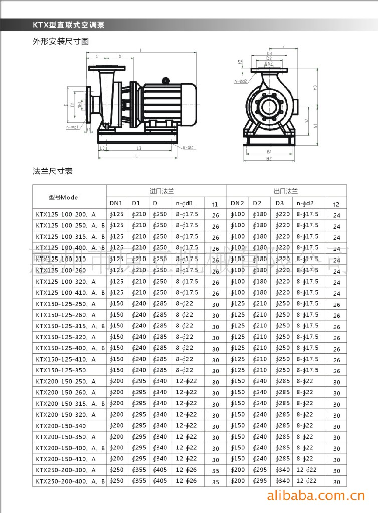 水泵重量对照表图片
