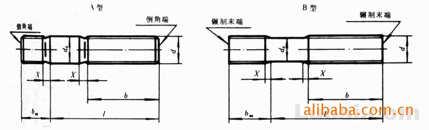 供应缩梗双头螺栓gb897