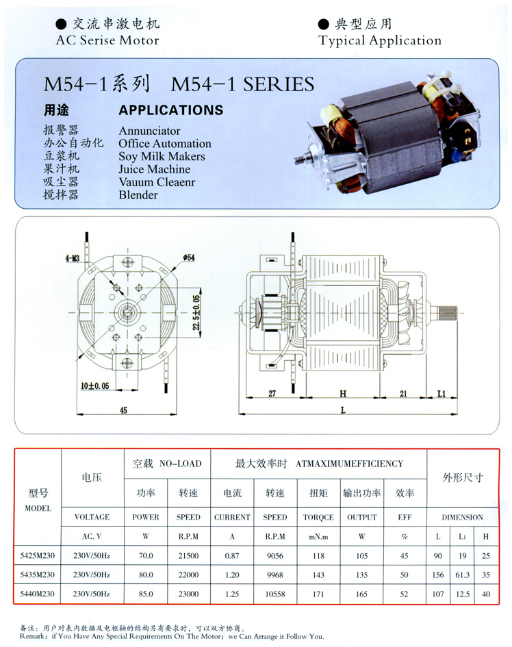 m54系列交流串激电机
