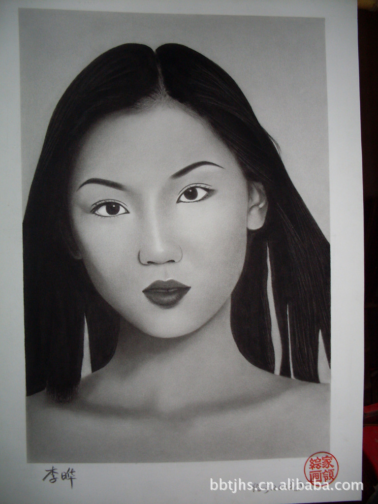 富有立体感艺术性的炭精画-人物肖像画