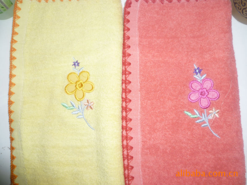 【勾边绣花】 花朵图案 100g 面巾 钩边毛巾图片_12