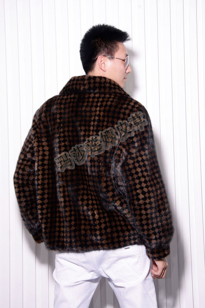 佟二堡貂皮 2011年新款皮草 男式咖啡百利格夹克 立领-方领 9800.