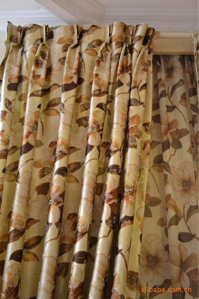 印花布窗帘提花遮光窗帘布麻料窗帘布成品窗帘