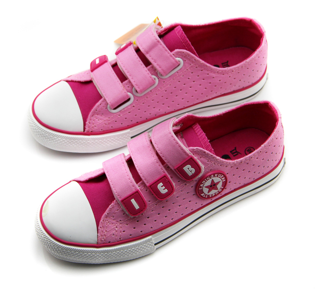 大额批发 江苏贝贝 新款夏透气镂空中性童鞋镂空魔术贴帆布鞋