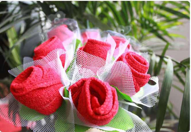 批发蛋糕毛巾 玫瑰花毛巾情人节礼物 永不凋谢的玫瑰花 单朵bs