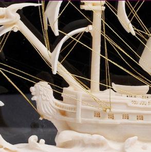 一帆风顺 精美猛犸骨雕摆件 商务礼品 上海特色礼品 珍藏礼品