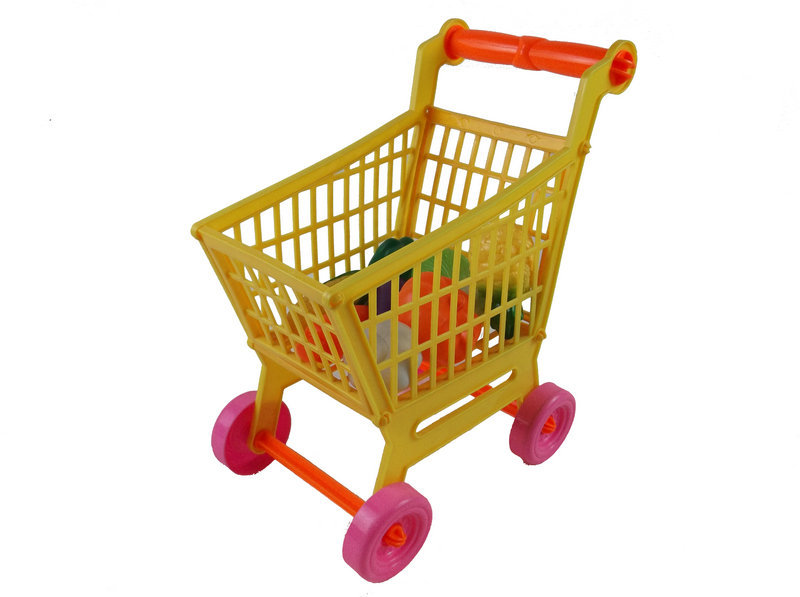 超可爱儿童超市购物车 送9种蔬菜 过家家手推车