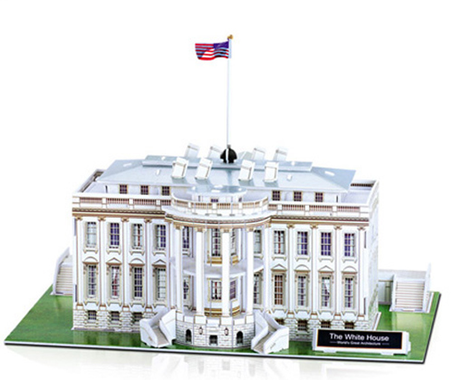 厂家直销批发/益智教育玩具礼品3d体纸模型拼图精装版 美国白宫