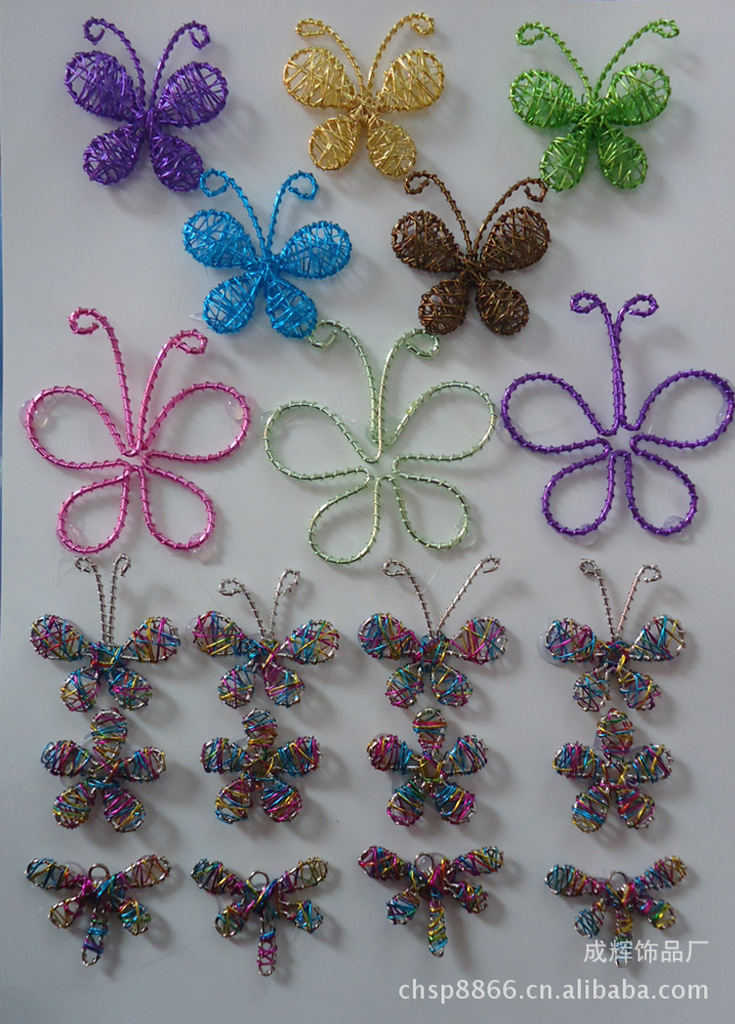 饰品配件--彩线饰品纯手工制件铁丝饰品配件-三彩桃心