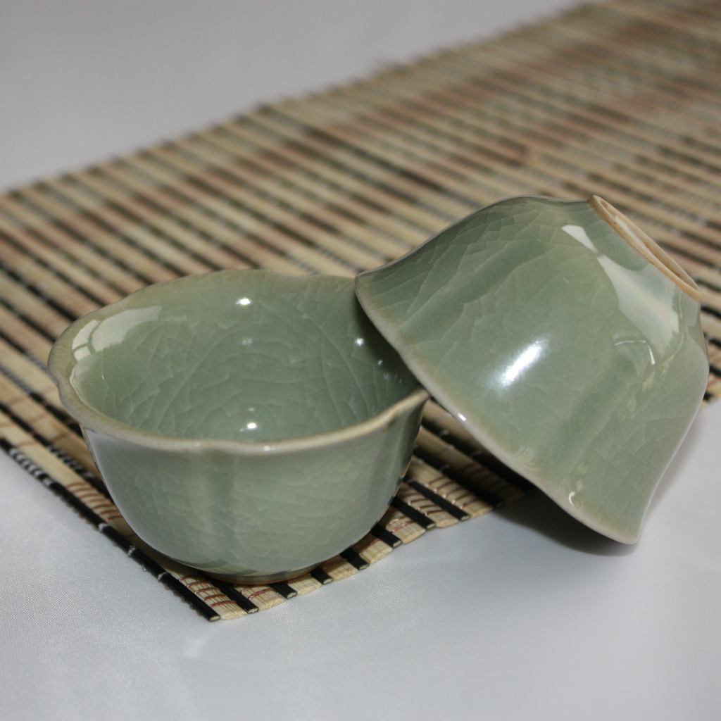 宋代汝窑 汝瓷茶具 茶杯 工艺品 豆绿色 开片葵花杯-「杯子」
