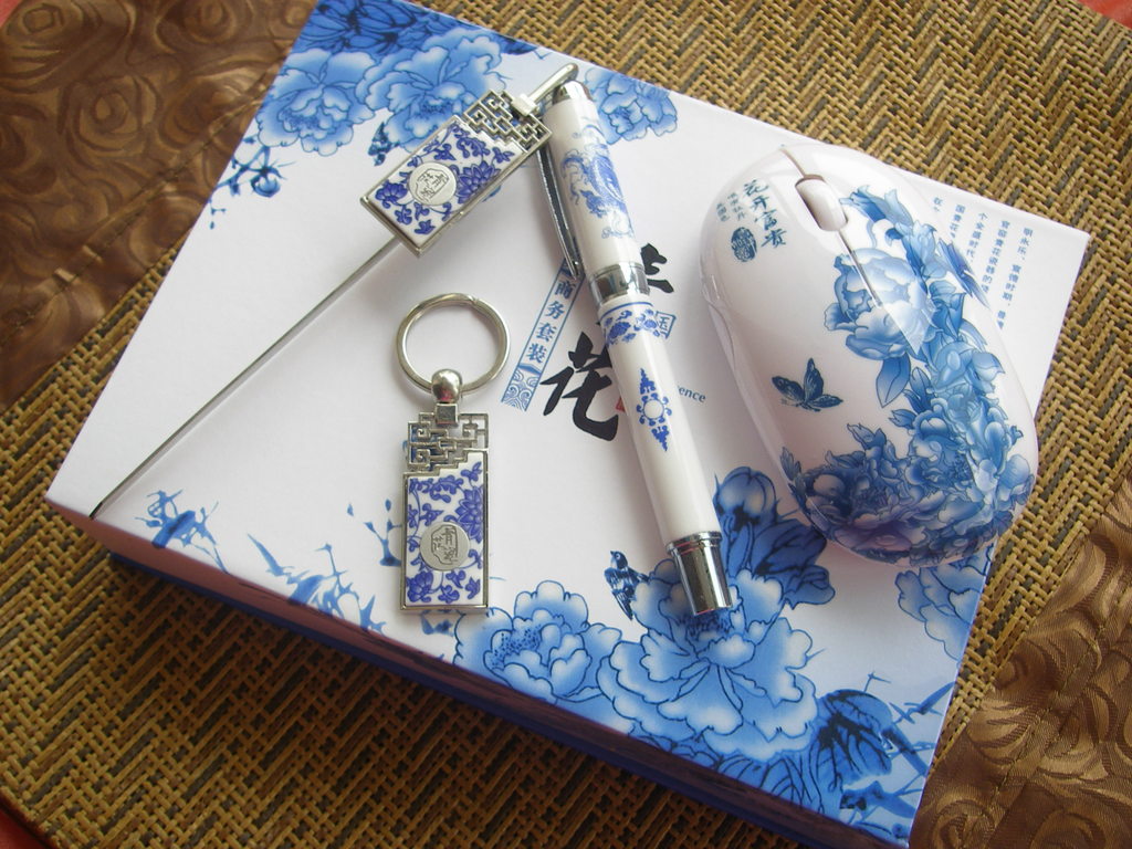青花瓷四件套,青花瓷礼品套装,青花瓷商务套装