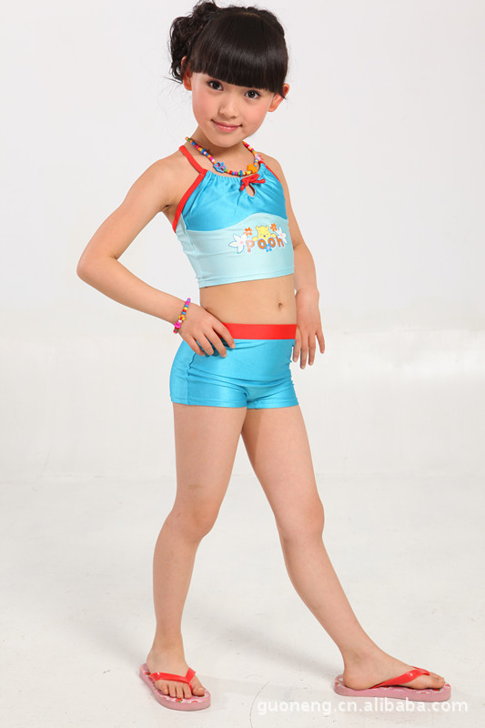 供应欧美单绣花精品儿童分体泳装(图)图片_5