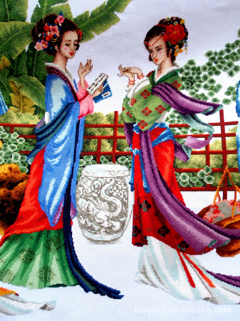 十二金钗 纯手工十字绣 成品, 十二金钗十字绣成品,(不含框)图片_4